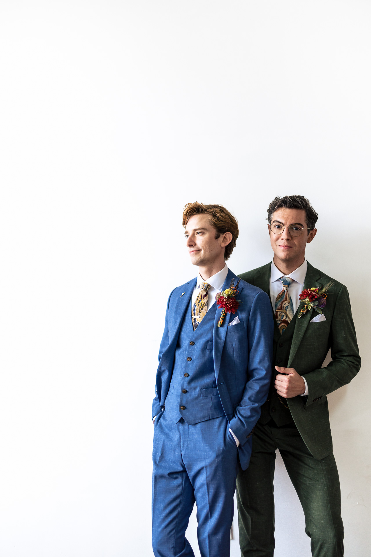Portrait of same sex couple during their wedding at the Bok Building