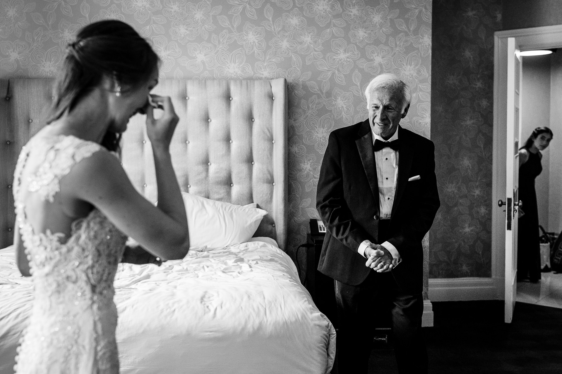 First look with father of the bride at the Bellevue Hotel in Philadelphia