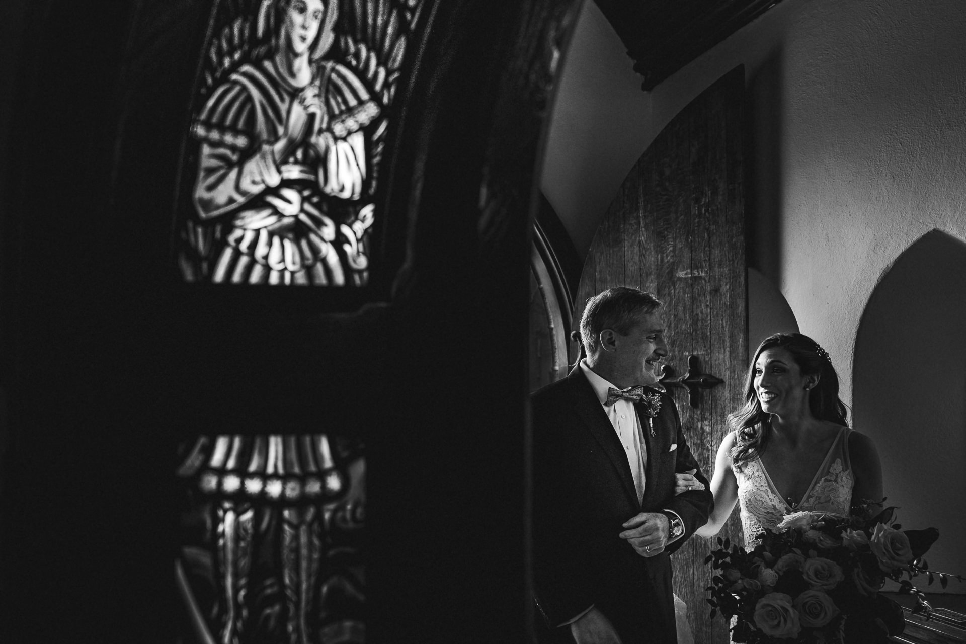 Father and daughter walking into their Moorestown Community house wedding in NJ
